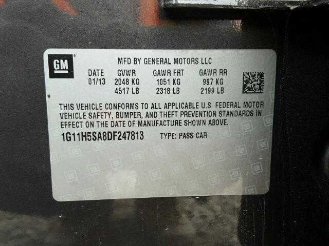1G11H5SA8DF247813 - 2013 CHEVROLET MALIBU LTZ 灰色 照片 10