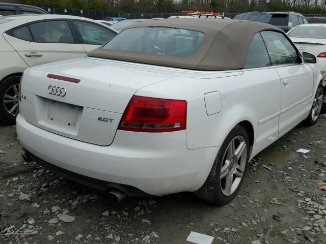 WAUAF48HX7K028923 - 2007 AUDI A4 2.0T CA WHITE photo 4