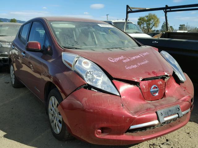 1N4AZ0CP5FC331091 - 2015 NISSAN LEAF S MAROON photo 1