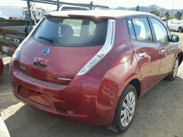 1N4AZ0CP5FC331091 - 2015 NISSAN LEAF S MAROON photo 4