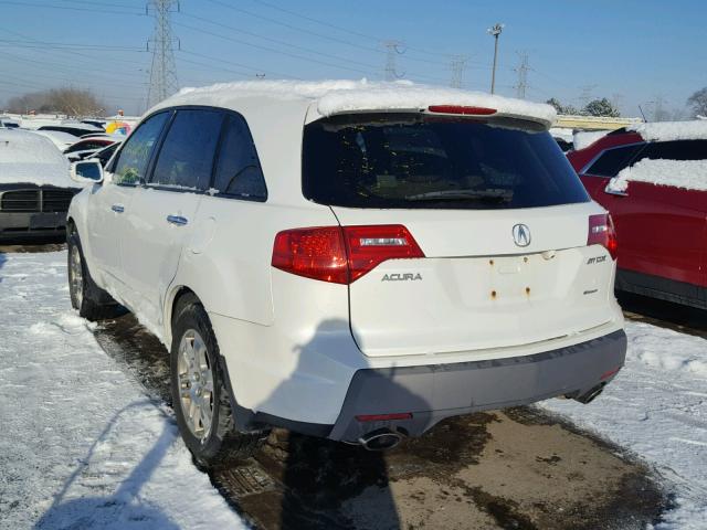 2HNYD28639H523060 - 2009 ACURA MDX TECHNO WHITE photo 3