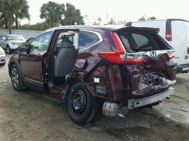 5J6RW1H87HL003603 - 2017 HONDA CR-V EXL MAROON photo 3