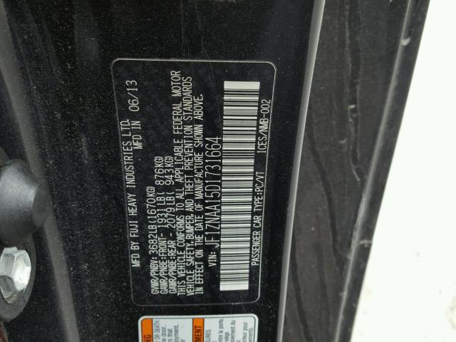 JF1ZNAA15D1731664 - 2013 TOYOTA SCION FR-S შავი ფოტო 10