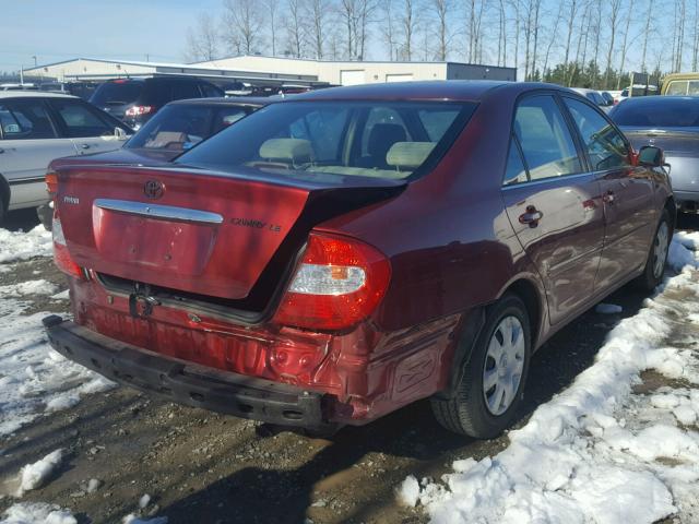 JTDBE32K630167493 - 2003 TOYOTA CAMRY LE RED photo 4