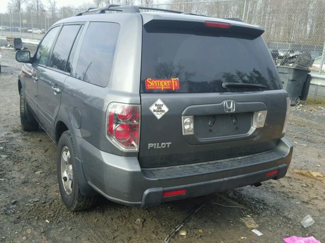 5FNYF28627B036709 - 2007 HONDA PILOT EXL GRAY photo 3