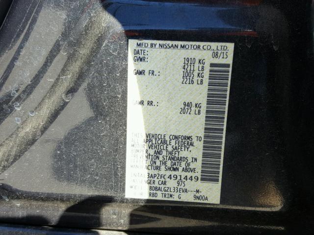 1N4AL3AP2FC491449 - 2015 NISSAN ALTIMA 2.5 BLACK photo 10