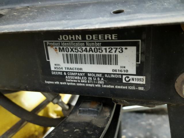 M0X534A051273 - 2010 JOHN DEERE X534 GREEN photo 20