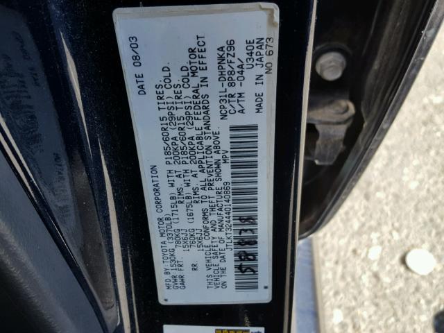 JTLKT324440140869 - 2004 TOYOTA SCION XB ლურჯი ფოტო 10