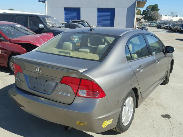 JHMFA36226S020344 - 2006 HONDA CIVIC HYBR GRAY photo 4