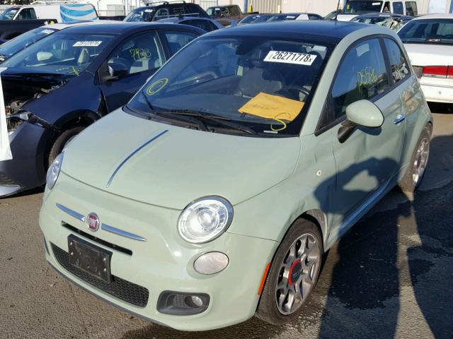 3C3CFFBR3CT211747 - 2012 FIAT 500 SPORT GREEN photo 2