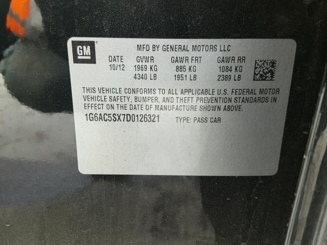 1G6AC5SX7D0126321 - 2013 CADILLAC ATS PERFOR BLACK photo 10