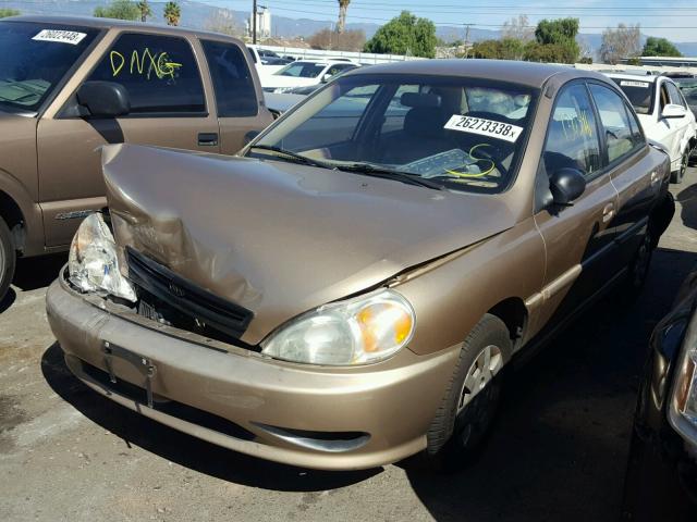 KNADC123816044684 - 2001 KIA RIO BROWN photo 2