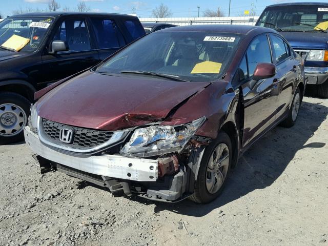 19XFB2F5XDE287962 - 2013 HONDA CIVIC LX BURGUNDY photo 2