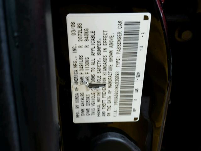 19UUA66236A036893 - 2006 ACURA 3.2TL BLACK photo 10