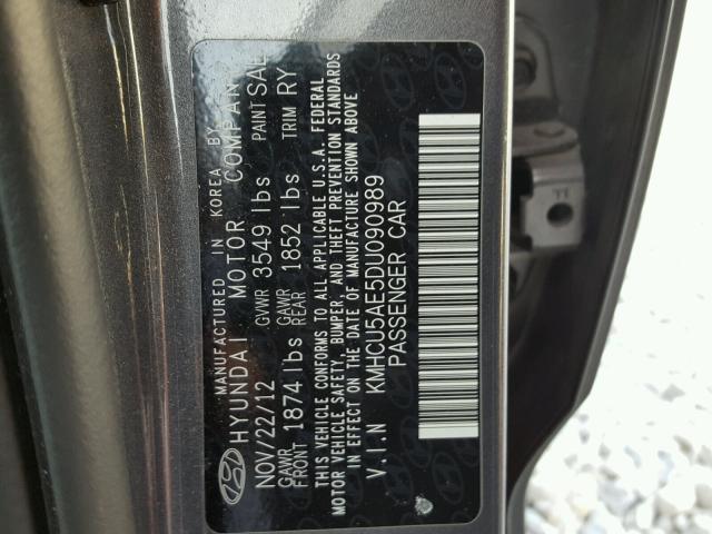 KMHCU5AE5DU090989 - 2013 HYUNDAI ACCENT GLS GRAY photo 10