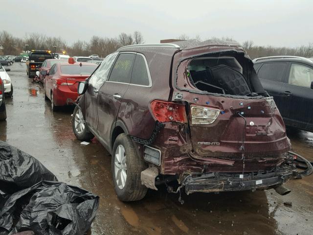 5XYPGDA33HG271263 - 2017 KIA SORENTO LX BURGUNDY photo 3