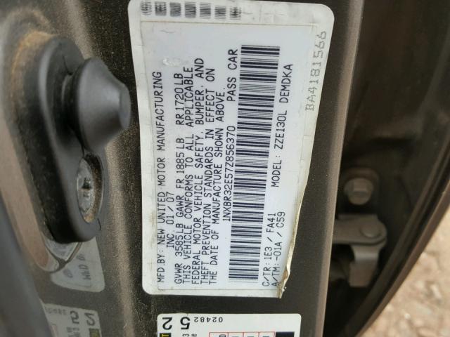 1NXBR32E57Z856370 - 2007 TOYOTA COROLLA CE GRAY photo 10