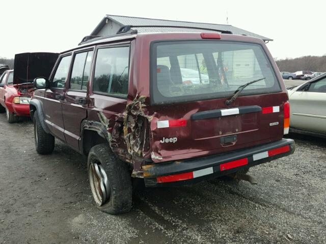 1J4FN28SXYL243123 - 2000 JEEP CHEROKEE S RED photo 3