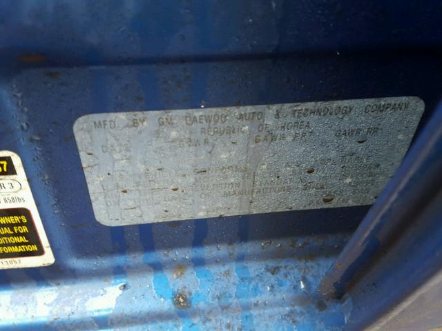 KL1TD52635B289202 - 2005 CHEVROLET AVEO BASE Niebieski zdjęcie 10