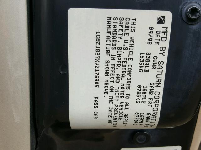 1G8ZJ827XVZ176905 - 1997 SATURN SW2 GOLD photo 10