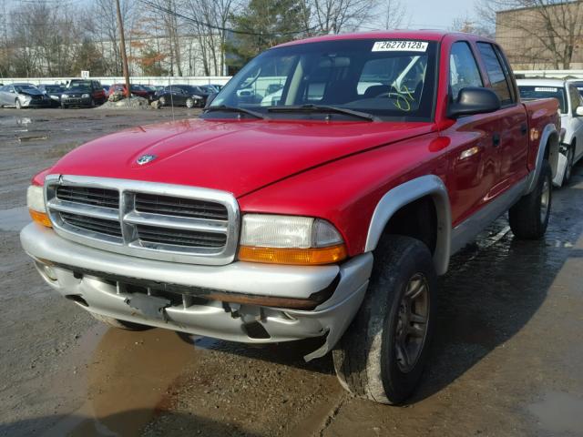 1D7HG48N34S693894 - 2004 DODGE DAKOTA QUA RED photo 2