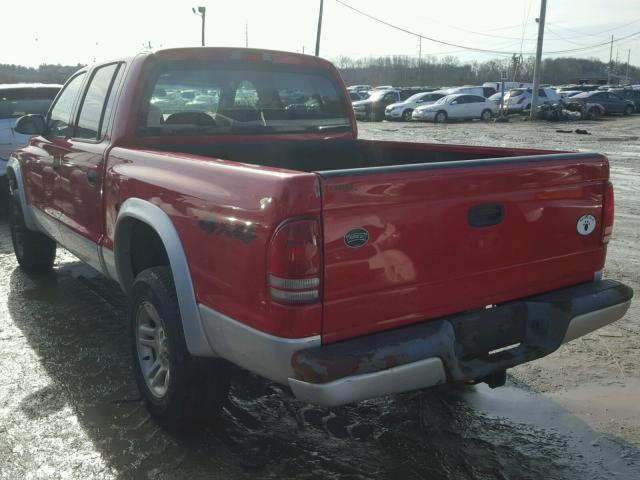 1D7HG48N34S693894 - 2004 DODGE DAKOTA QUA RED photo 3