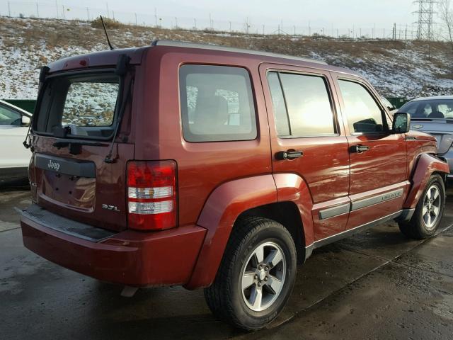 1J8GN28K68W143490 - 2008 JEEP LIBERTY SP RED photo 4