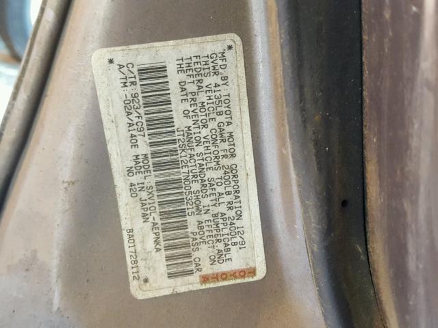 JT2SK12E7N0053215 - 1992 TOYOTA CAMRY LE GRAY photo 10