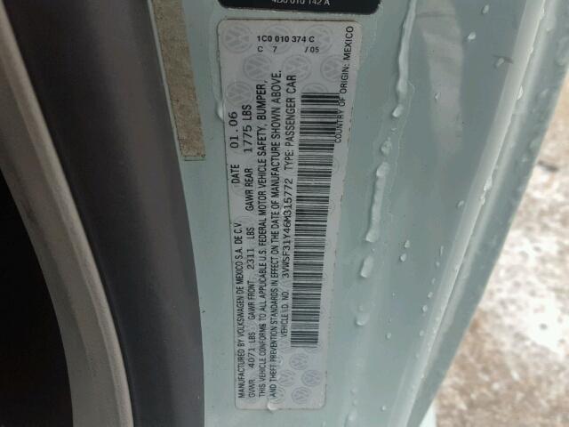 3VWSF31Y46M315772 - 2006 VOLKSWAGEN NEW BEETLE 蓝色 照片 10