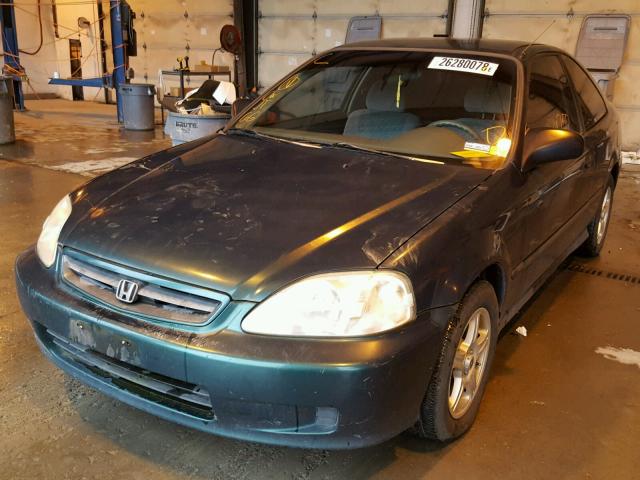 1HGEJ6222XL067200 - 1999 HONDA CIVIC DX GREEN photo 2