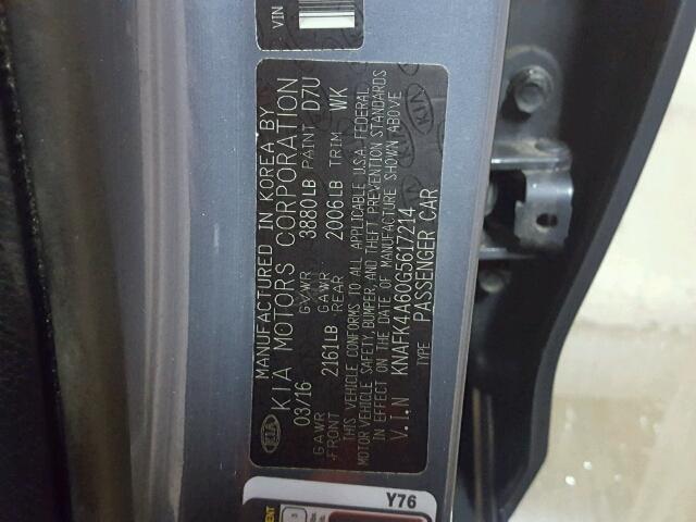 KNAFK4A60G5617214 - 2016 KIA FORTE LX BLUE photo 10