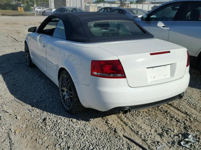 WAUDH48HX7K023647 - 2007 AUDI A4 3.2 CAB WHITE photo 3