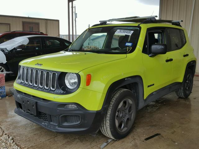 ZACCJAAB6HPF46646 - 2017 JEEP RENEGADE S GREEN photo 2