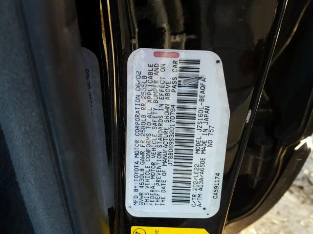 JT8BD69S320170794 - 2002 LEXUS GS 300 BLACK photo 10