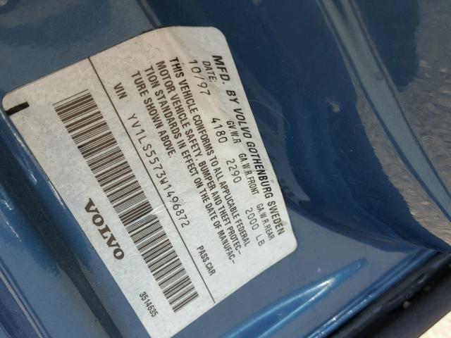 YV1LS5573W1496872 - 1998 VOLVO S70 BLUE photo 10