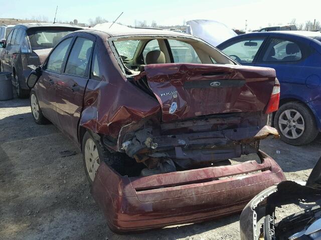 1FAFP34N77W105595 - 2007 FORD FOCUS ZX4 BURGUNDY photo 3