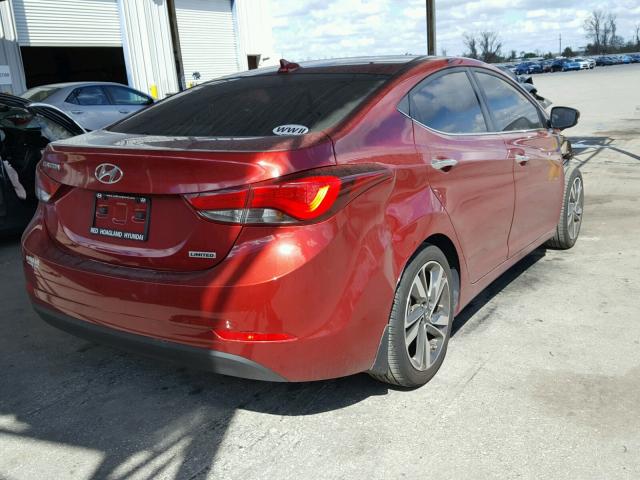 5NPDH4AEXGH656201 - 2016 HYUNDAI ELANTRA SE RED photo 4