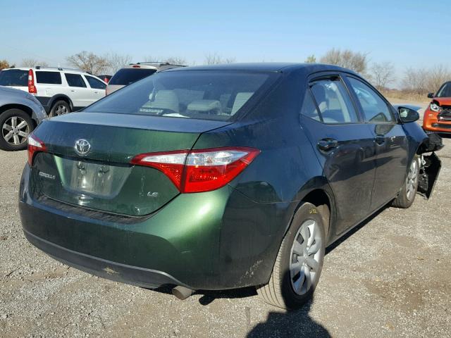 2T1BURHE8FC358334 - 2015 TOYOTA COROLLA L GREEN photo 4