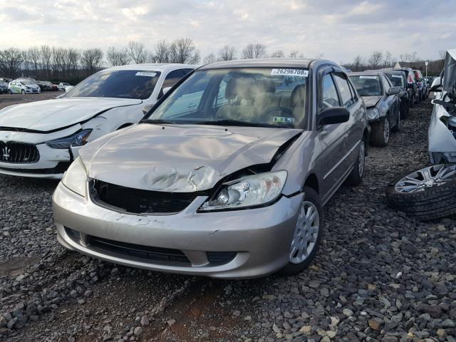 2HGES165X5H625776 - 2005 HONDA CIVIC LX BEIGE photo 2