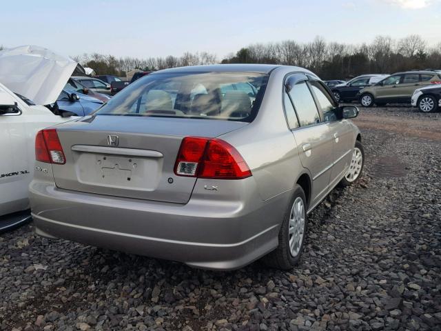 2HGES165X5H625776 - 2005 HONDA CIVIC LX BEIGE photo 4