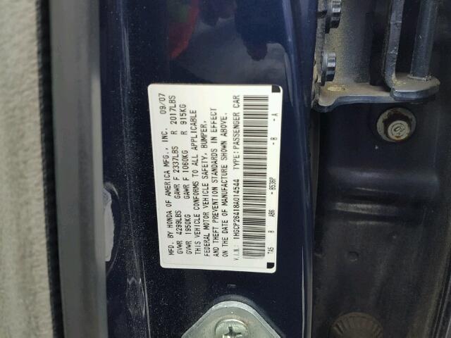 1HGCP26418A014544 - 2008 HONDA ACCORD LXP BLUE photo 10