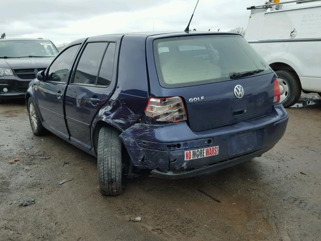 9BWGK61J434023111 - 2003 VOLKSWAGEN GOLF GLS BLUE photo 3