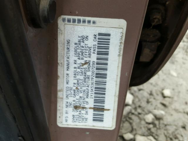 1Y1SK5367PZ007299 - 1993 GEO PRIZM BASE 棕色 照片 10