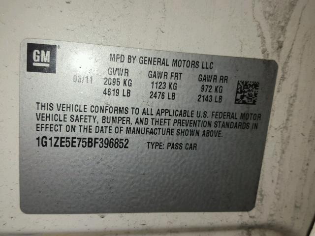 1G1ZE5E75BF396852 - 2011 CHEVROLET MALIBU LTZ Ақ фото 10