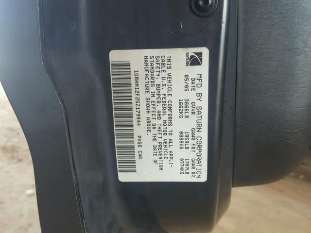 1G8AN12F25Z179944 - 2005 SATURN ION LEVEL GRAY photo 10