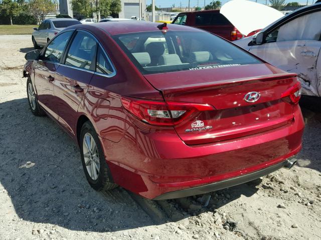 5NPE24AF7FH246596 - 2015 HYUNDAI SONATA SE RED photo 3