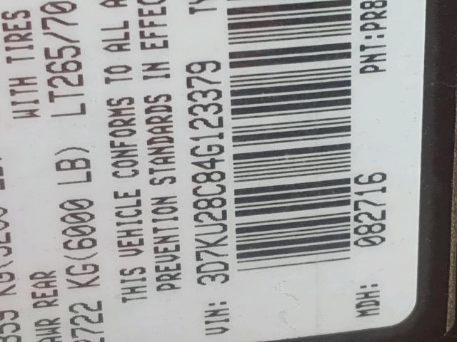 3D7KU28C84G123379 - 2004 DODGE RAM 2500 S MAROON photo 10