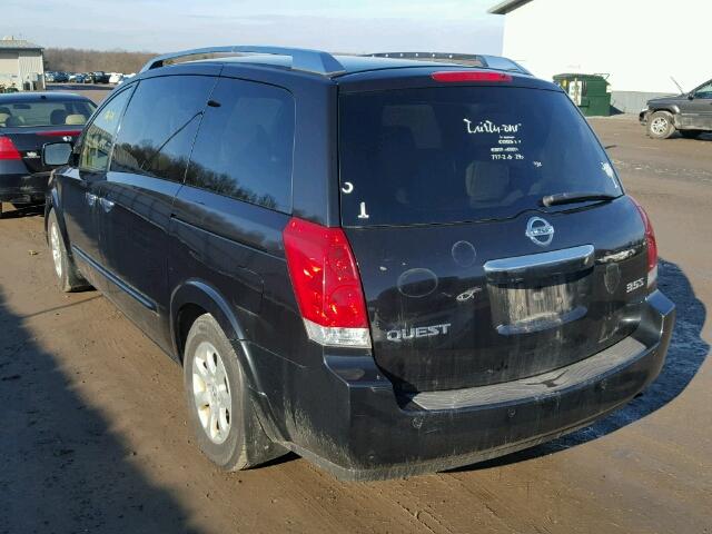 5N1BV28U48N121315 - 2008 NISSAN QUEST S BLACK photo 3