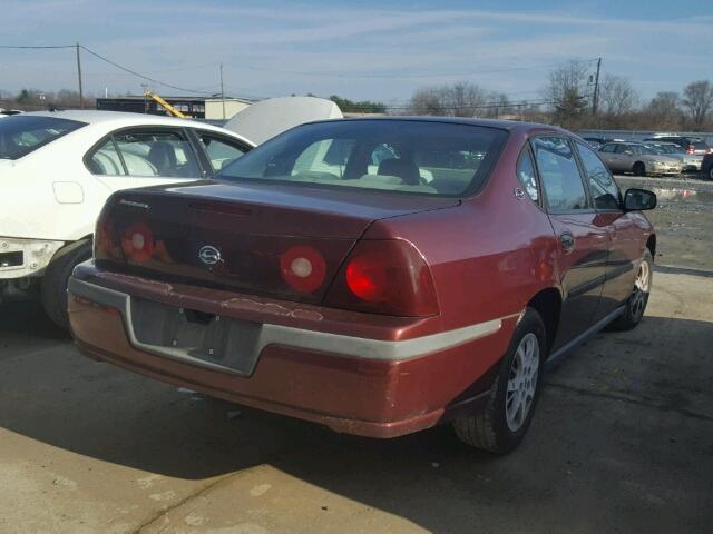 2G1WF55E129129375 - 2002 CHEVROLET IMPALA 红色 照片 4