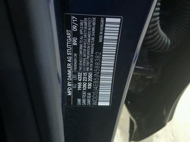 WDDSJ4EB5JN588382 - 2018 MERCEDES-BENZ CLA 250 BLUE photo 10